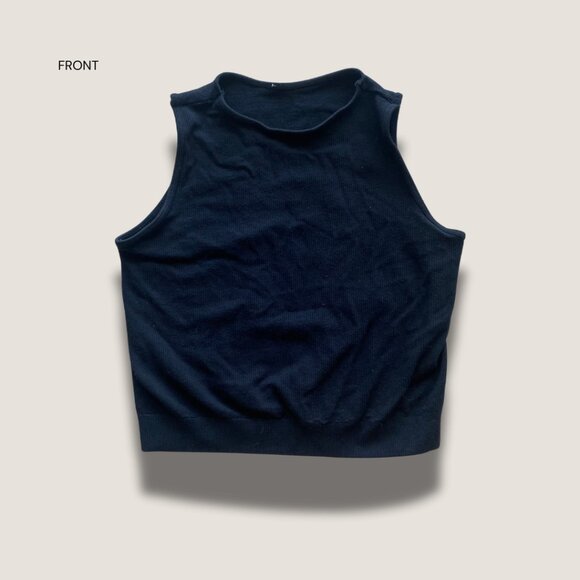 Black Ribbed Crop Top - Picture 3 of 4